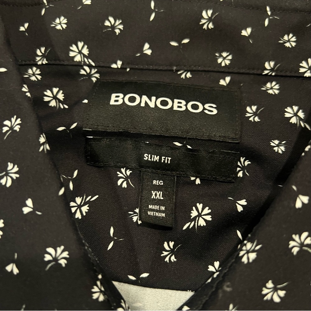 Bonobos Tech Floral Short Sleeve Performance Button-Up Shirt Black Floral XXL - Picture 12 of 16